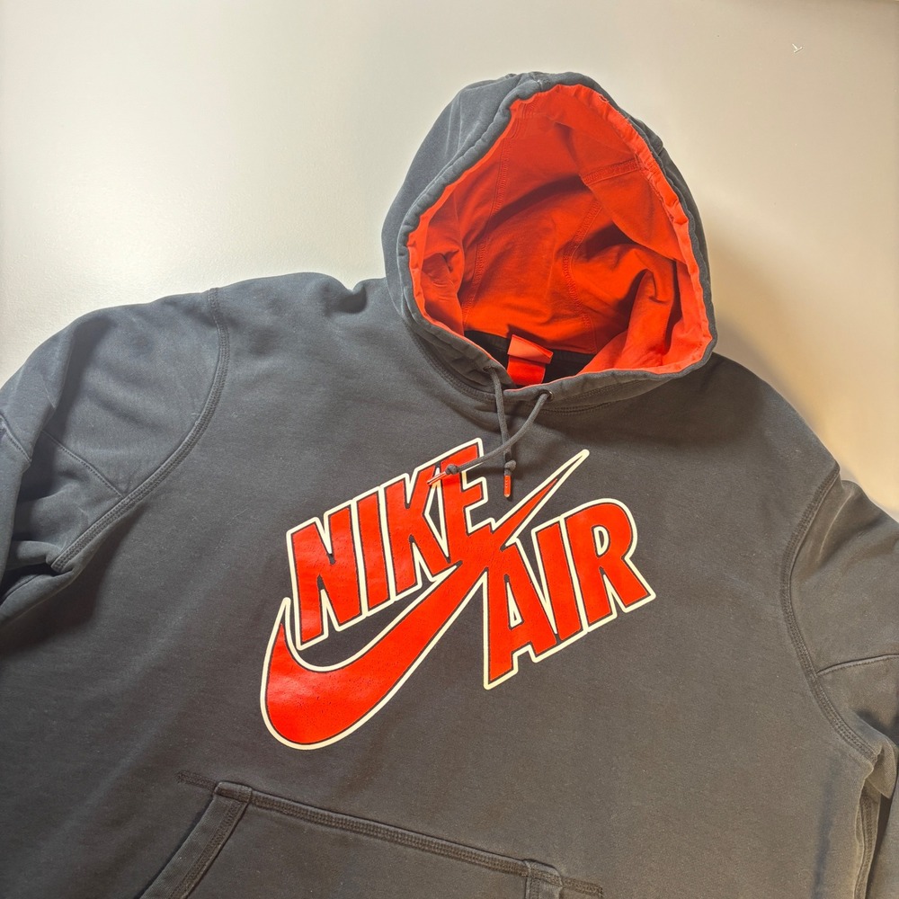 Nike Air‎ Men's XXL Hoodie Black Red Pullover Sweatshirt Big Logo Athletic Fit